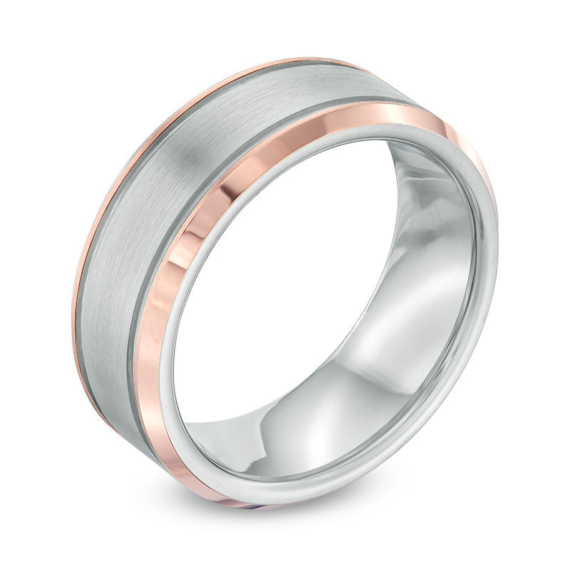 Previously Owned - Men's 8.0mm Rose IP Satin Wedding Band in Tantalum