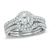 Thumbnail Image 1 of Previously Owned - 1 CT. T.W. Diamond Three Row Bridal Set in 14K White Gold