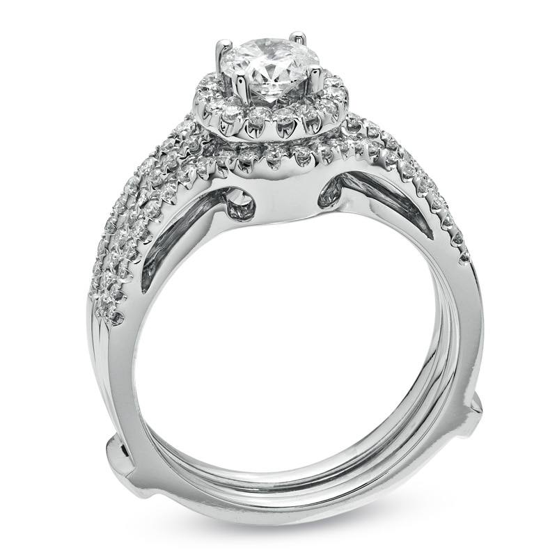 Main Image 2 of Previously Owned - 1 CT. T.W. Diamond Three Row Bridal Set in 14K White Gold