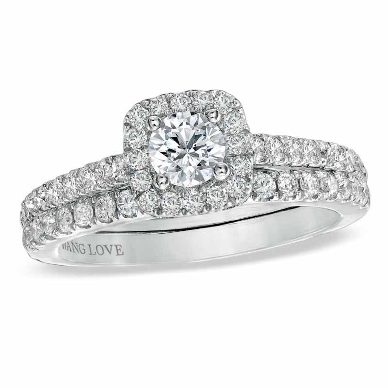 Main Image 1 of Previously Owned - Vera Wang Love Collection 1 CT. T.W. Diamond Frame Bridal Set in 14K White Gold