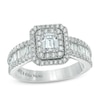 Thumbnail Image 0 of Previously Owned - Vera Wang Love Collection 1-1/2 CT. T.W. Emerald-Cut Diamond Frame Engagement Ring in 14K White Gold