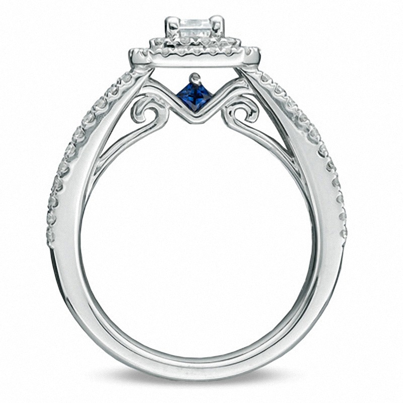 Previously Owned - Vera Wang Love Collection 1-1/2 CT. T.W. Emerald-Cut Diamond Frame Engagement Ring in 14K White Gold