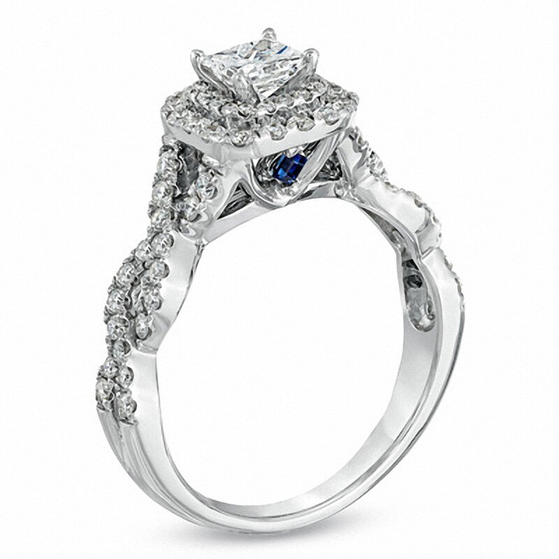 Previously Owned - Vera Wang Love Collection 1 CT. T.W. Princess-Cut Diamond Frame Engagement Ring in 14K White Gold