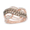 Thumbnail Image 1 of Previously Owned - 1 CT. T.W. Champagne and White Diamond Layered Crossover Ring in 10K Rose Gold