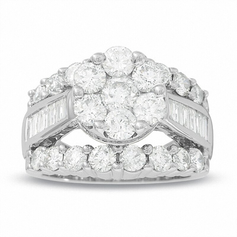 Main Image 1 of Previously Owned - 4 CT. T.W. Composite Diamond Cluster Engagement Ring in 14K White Gold