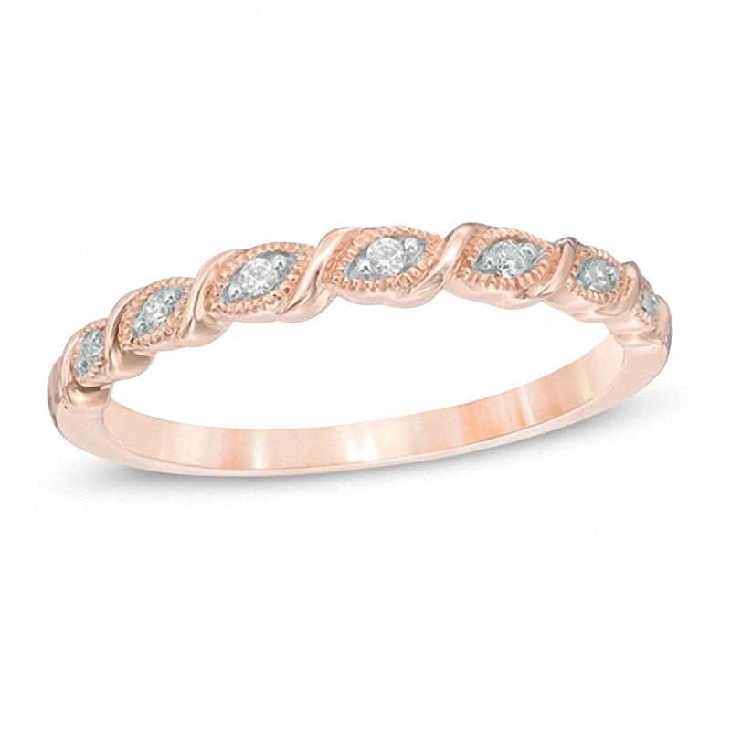 Main Image 1 of Previously Owned - Diamond Accent Vintage-Style Cascading Band in 10K Rose Gold