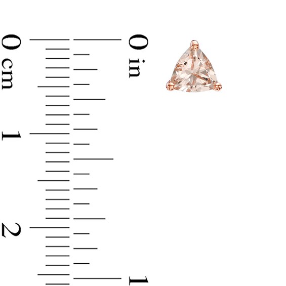 Previously Owned - 5.0mm Trillion-Cut Morganite Solitaire Stud Earrings in 10K Rose Gold Previously Owned - 5.0mm Trillion-Cut Morganite Solitaire Stud Earrings in 10K Rose Gold