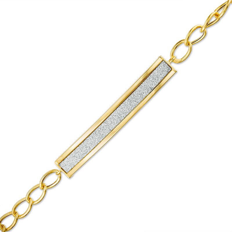 Main Image 1 of Previously Owned - Made in Italy Glitter Enamel Bar Bracelet in 14K Gold - 7.5"