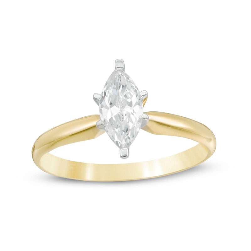 Main Image 1 of Previously Owned - 1 CT. Marquise Diamond Solitaire Engagement Ring in 14K Gold (I/I2)