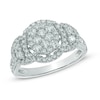 Previously Owned - 1 CT. T.W. Diamond Three Stone Cluster Frame Ring in 10K White Gold