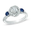 Thumbnail Image 1 of Previously Owned - Vera Wang Love Collection 5/8 CT. T.W. Diamond and Blue Sapphire Engagement Ring in 14K White Gold
