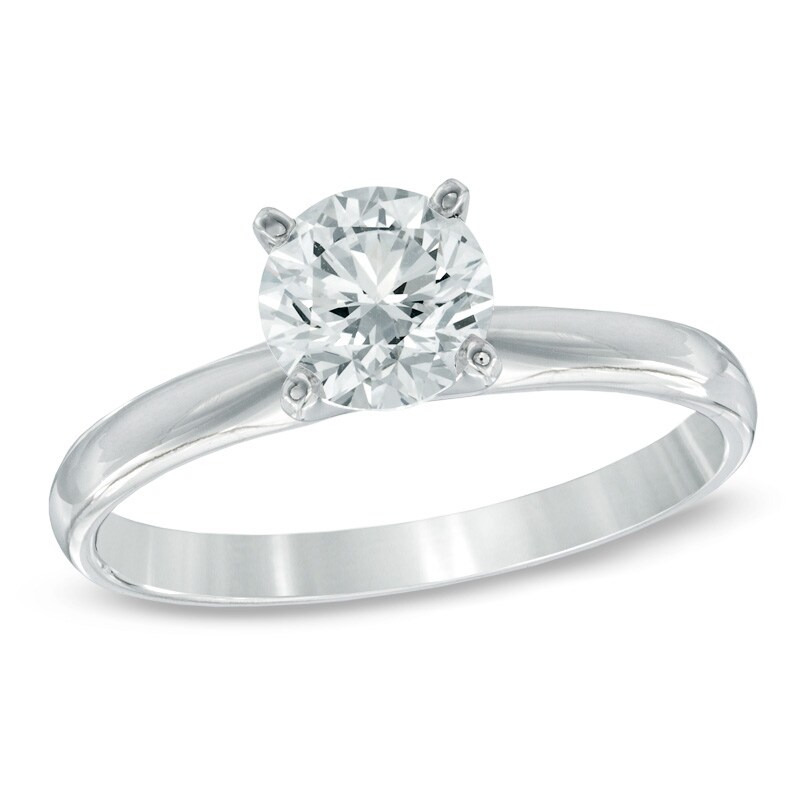 Main Image 1 of Previously Owned - 1 CT. Diamond Solitaire Engagement Ring in 14K White Gold (K/I3)