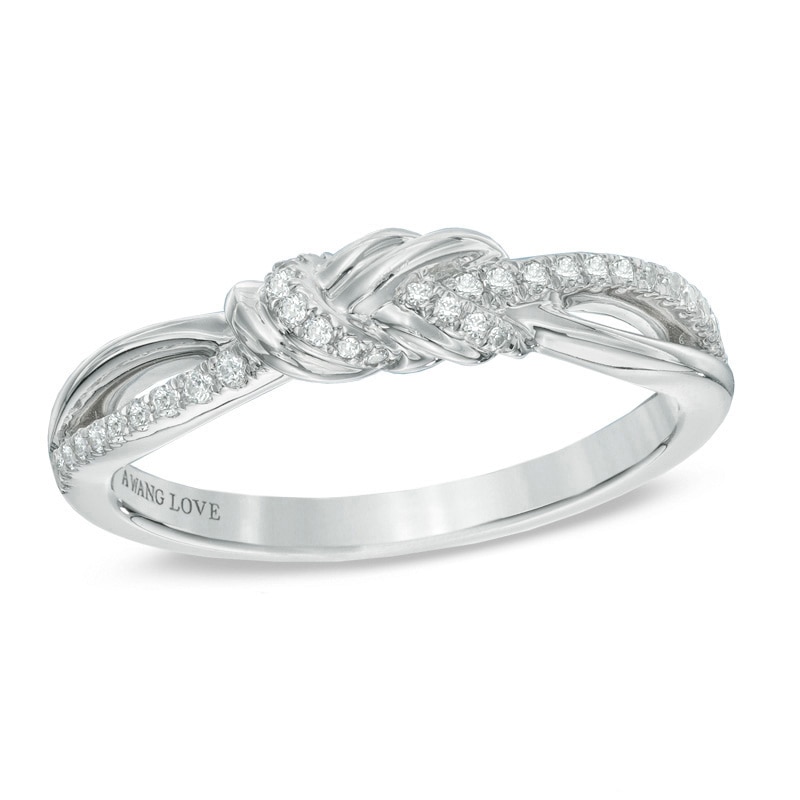 Main Image 1 of Previously Owned - Vera Wang Love Collection 1/6 CT. T.W. Diamond Knot Ring in 14K White Gold