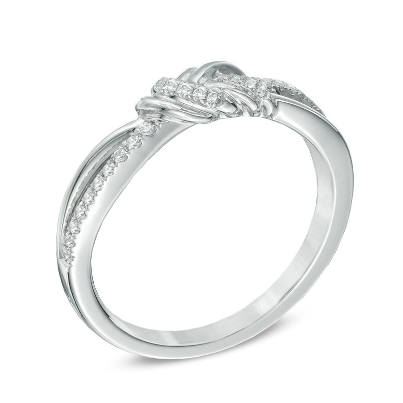 Main Image 2 of Previously Owned - Vera Wang Love Collection 1/6 CT. T.W. Diamond Knot Ring in 14K White Gold