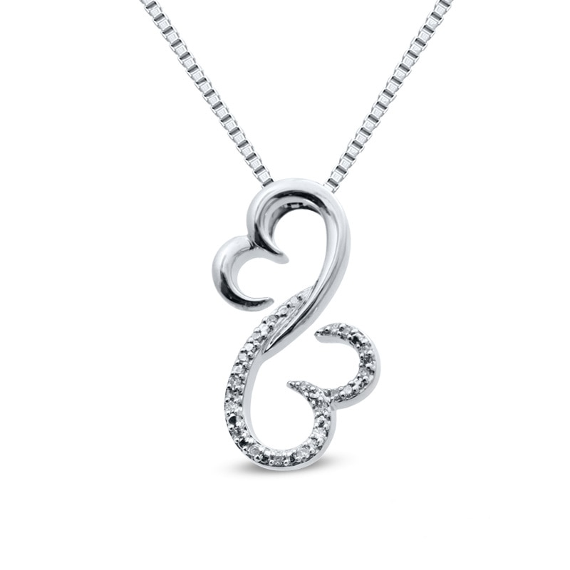 Main Image 1 of Previously Owned - Open Hearts Family by Jane Seymour™ Diamond Accent Half and Half Pendant in Sterling Silver