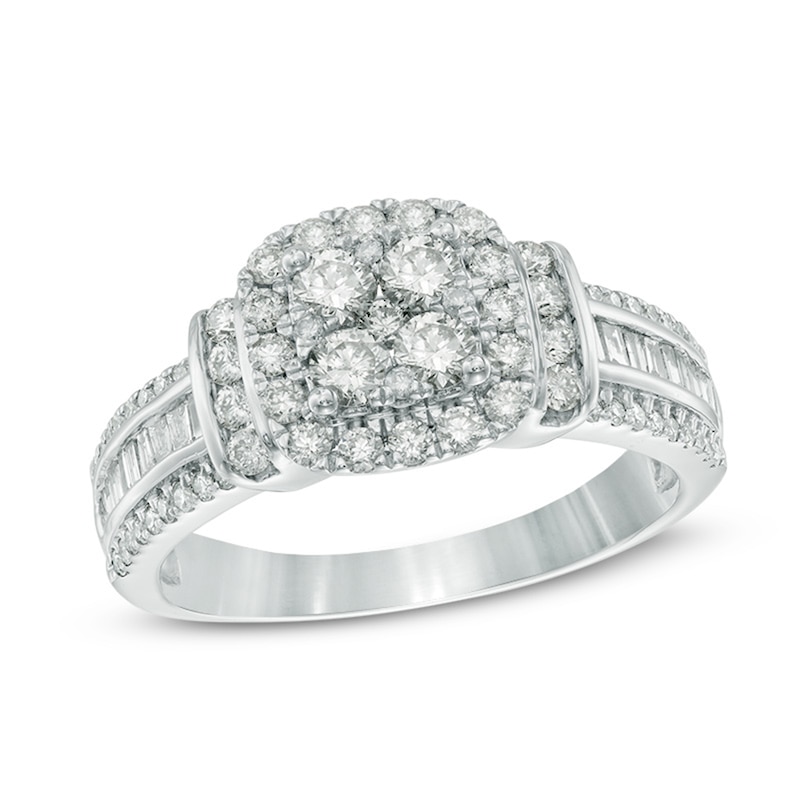 Main Image 1 of Previously Owned - 1 CT. T.W. Diamond Composite Frame Engagement Ring in 10K White Gold