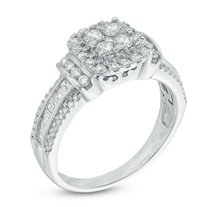 Main Image 2 of Previously Owned - 1 CT. T.W. Diamond Composite Frame Engagement Ring in 10K White Gold