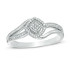 Thumbnail Image 0 of Previously Owned - 1/10 CT. T.W. Diamond Cluster Square Frame Bypass Ring in Sterling Silver