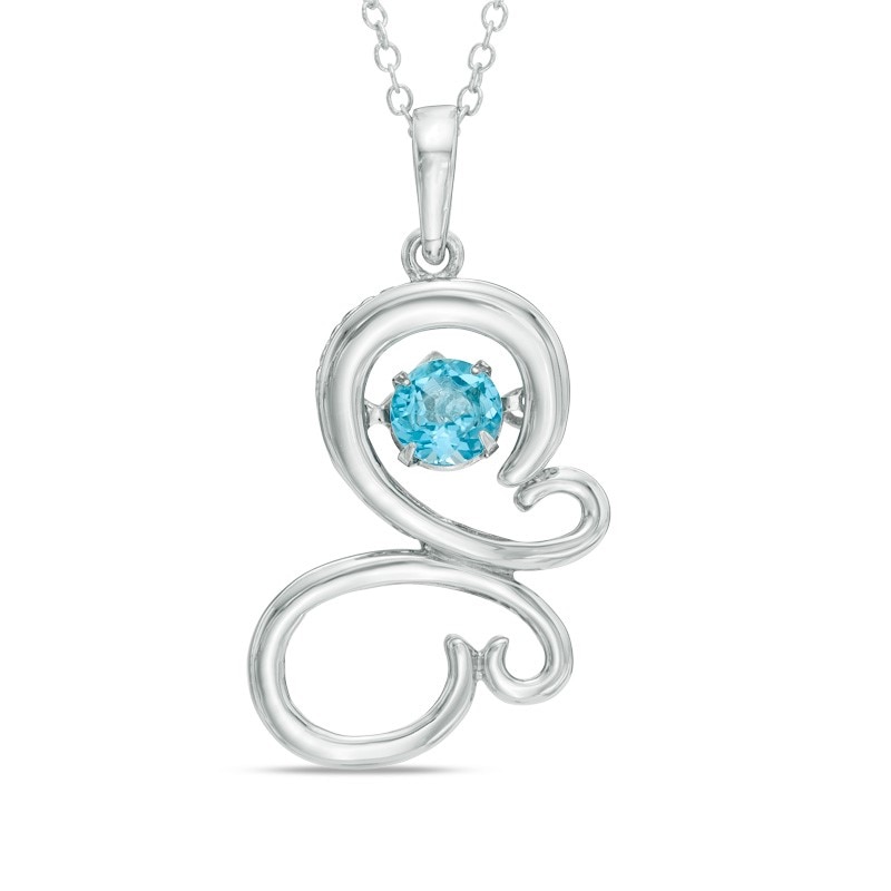 Main Image 1 of Previously Owned - 5.0mm Swiss Blue Topaz Butterfly Pendant in Sterling Silver