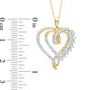Thumbnail Image 2 of Previously Owned - 1/2 CT. T.W. Baguette and Round Diamond Double Heart Swirl Pendant in 10K Gold