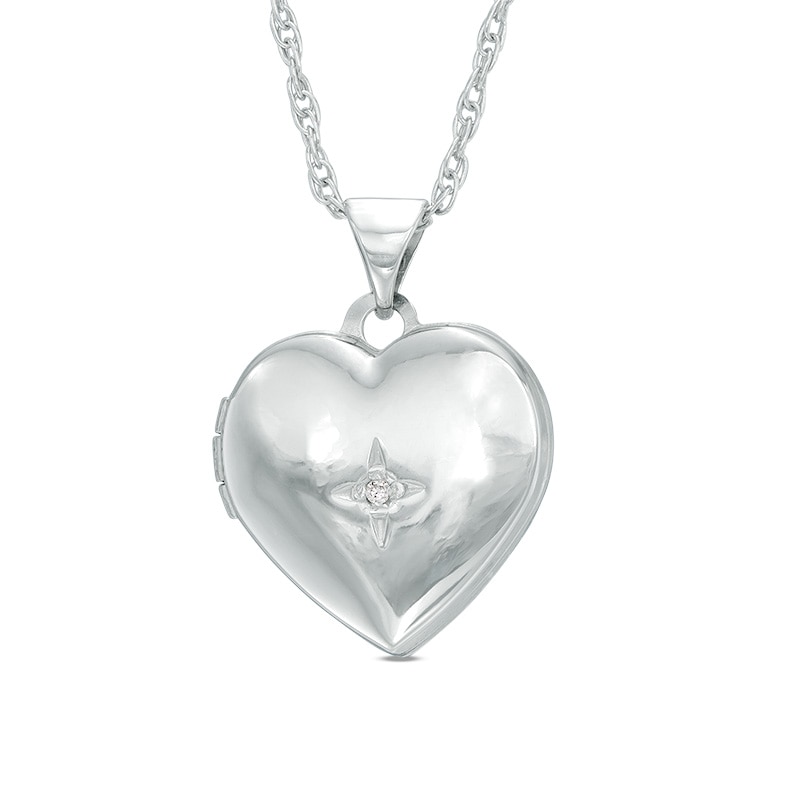 Main Image 1 of Previously Owned - Diamond Accent Heart Locket in Sterling Silver