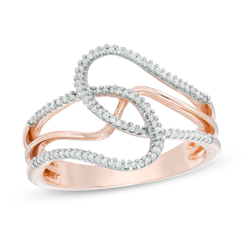 Main Image 1 of Previously Owned - 1/6 CT. T.W. Diamond Abstract Loop Ring in 10K Rose Gold