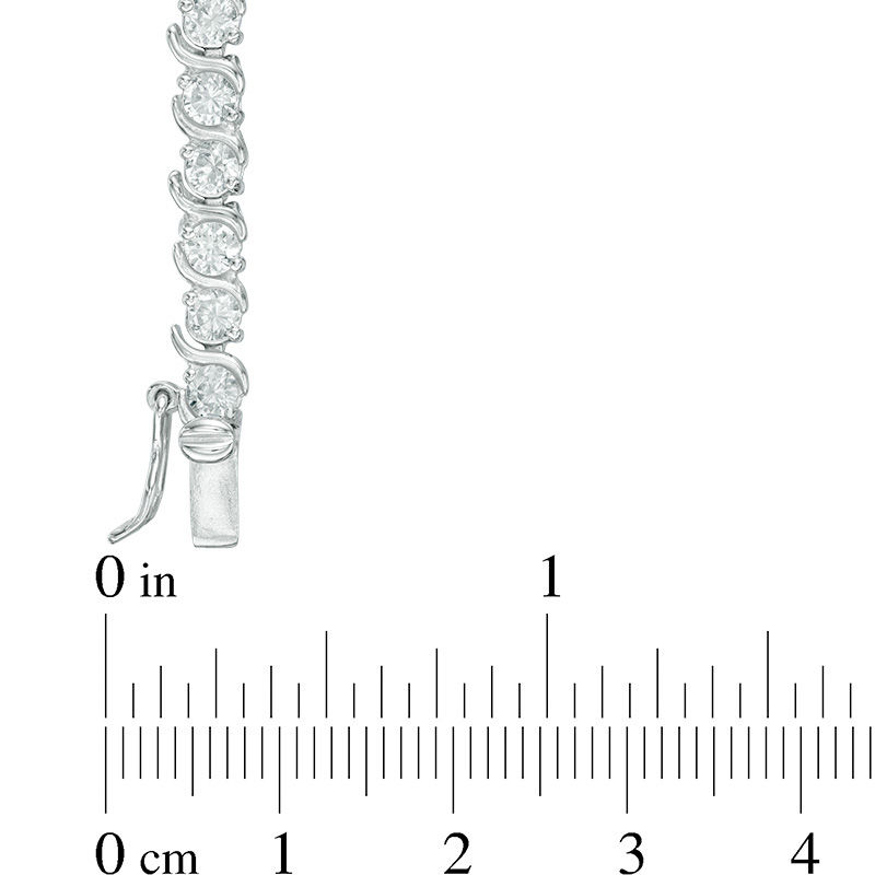 Main Image 2 of Previously Owned - Lab-Created White Sapphire "S" Tennis Bracelet in Sterling Silver - 7.25"