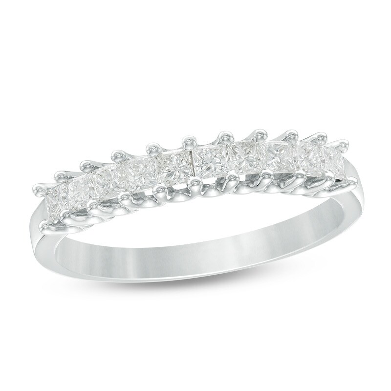 Main Image 1 of Previously Owned - 1/2 CT. T.W. Princess-Cut Diamond Wedding Band in 14K White Gold