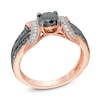 Thumbnail Image 2 of Previously Owned - 1 CT. T.W. Enhanced Black and White Diamond Collar Engagement Ring in 10K Rose Gold