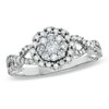 Thumbnail Image 0 of Previously Owned - 1/2 CT. T.W. Diamond Flower Twist Shank Ring in 10K White Gold