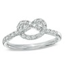 Thumbnail Image 1 of Previously Owned - 1/5 CT. T.W. Diamond Heart-Shaped Knot Promise Ring in Sterling Silver