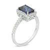 Thumbnail Image 2 of Previously Owned - Emerald-Cut Lab-Created Blue and White Sapphire Frame Ring in 10K White Gold
