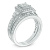 Thumbnail Image 1 of Previously Owned - 1 CT. T.W. Quad Princess-Cut Diamond Frame Tri-Sides Bridal Set in 10K White Gold