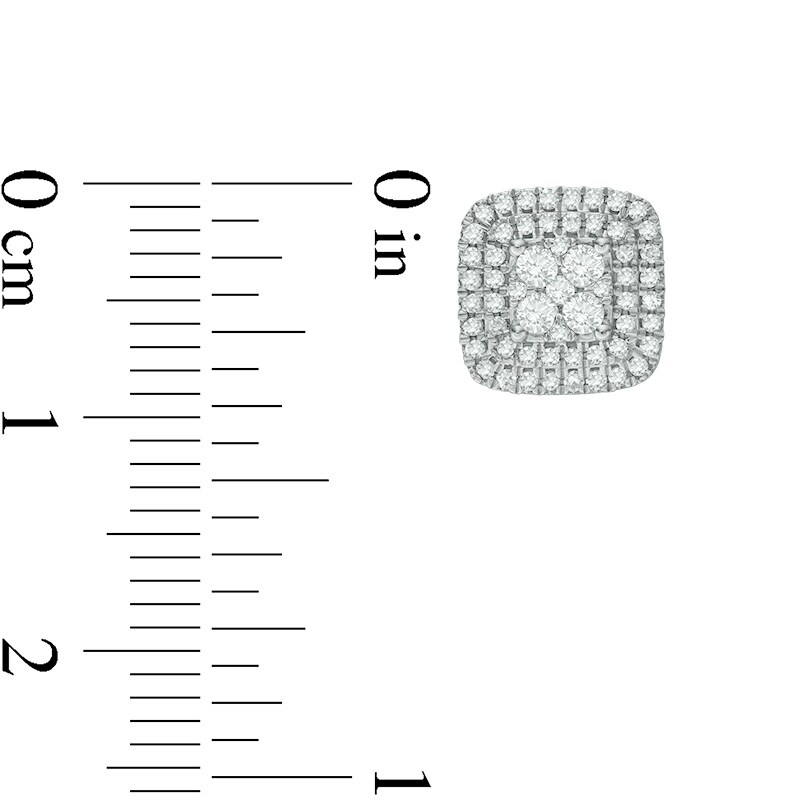 Main Image 2 of Previously Owned - 1/2 CT. T.W. Composite Diamond Cushion Stud Earrings in 10K White Gold