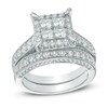 Thumbnail Image 1 of Previously Owned - 2 CT. T.W. Princess-Cut Quad Diamond Frame Bridal Set in 14K White Gold