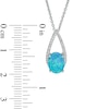 Thumbnail Image 2 of Previously Owned - Oval Lab-Created Blue Opal and White Sapphire Teardrop Pendant in Sterling Silver
