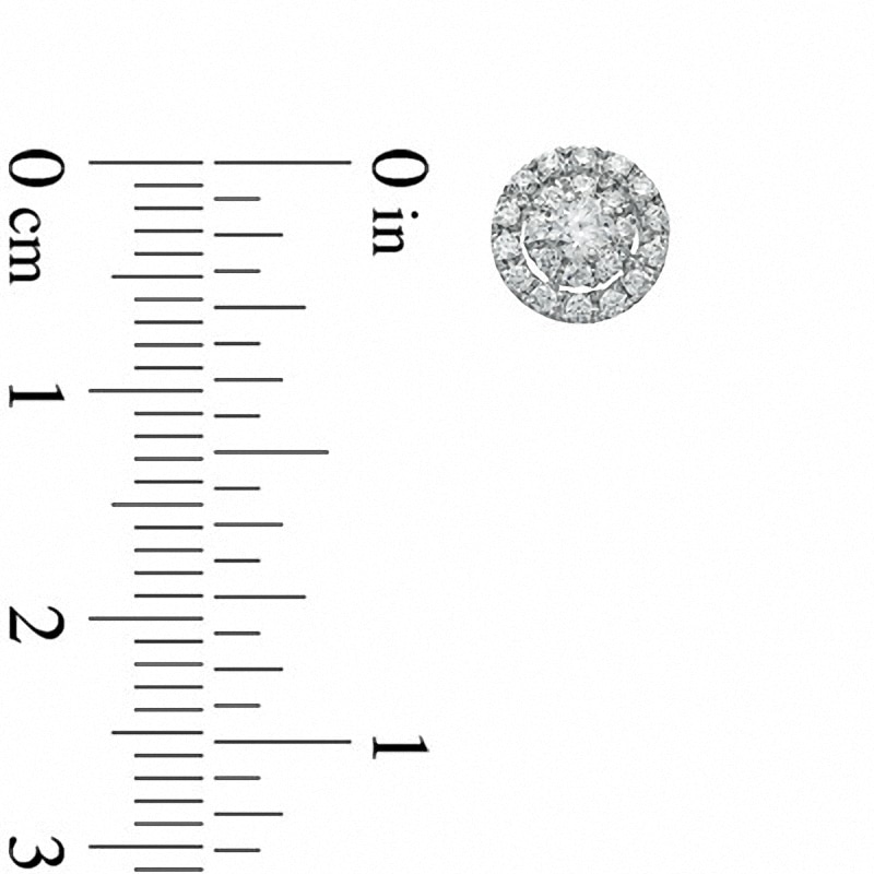 Main Image 2 of Previously Owned - 1/2 CT. T.W. Diamond Double Frame Stud Earrings in 10K White Gold