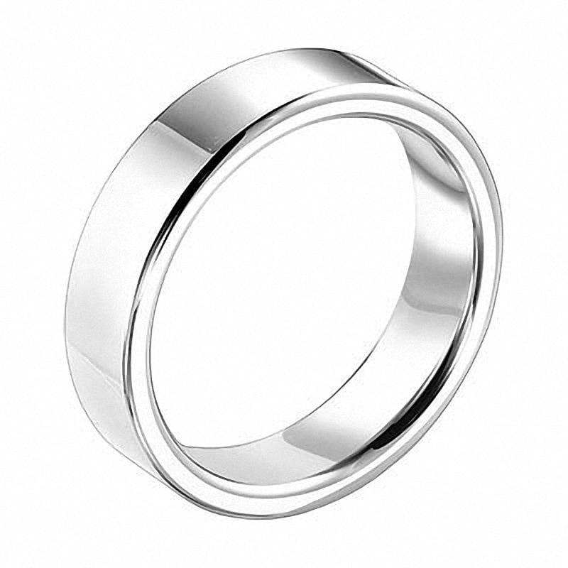 Main Image 2 of Previously Owned - Triton Men's 6.0mm Comfort Fit Polished White Tungsten Wedding Band