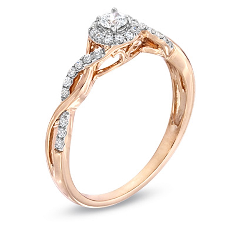 Main Image 2 of Previously Owned - 1/4 CT. T.W. Diamond Entwined Promise Ring in 10K Rose Gold