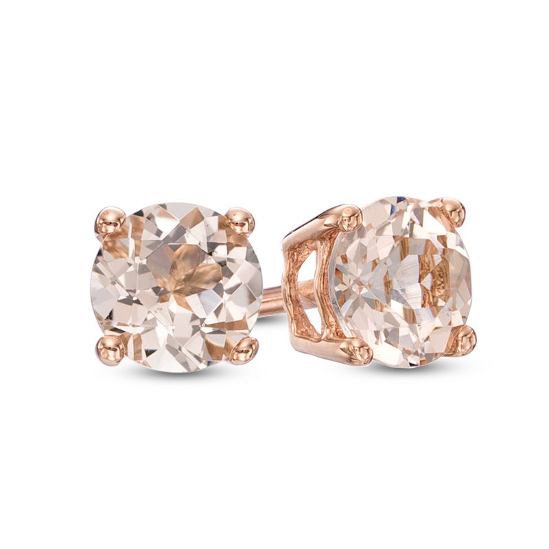 Previously Owned - 5.0mm Morganite Stud Earrings in 10K Rose Gold