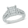 Previously Owned - 3/4 CT. T.W. Princess-Cut Composite Diamond Frame Engagement Ring in 10K White Gold
