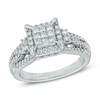 Thumbnail Image 1 of Previously Owned - 3/4 CT. T.W. Princess-Cut Composite Diamond Frame Engagement Ring in 10K White Gold