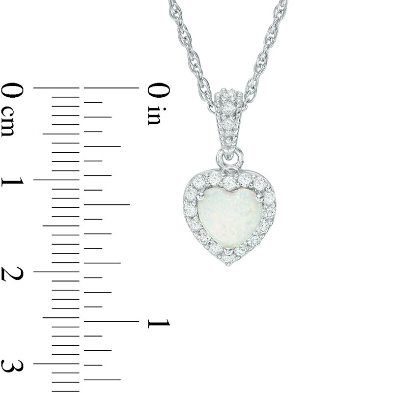 Main Image 2 of Previously Owned - 7.0mm Heart-Shaped Lab-Created Opal and White Sapphire Frame Pendant in Sterling Silver