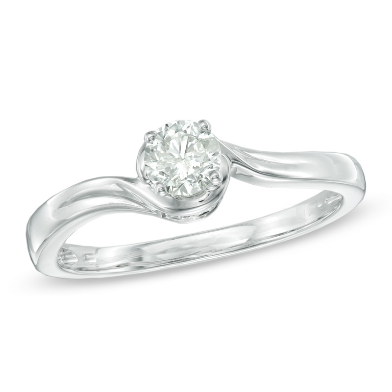 Previously Owned - 1/2 CT. T.W. Diamond Swirl Engagement Ring in 14K White Gold