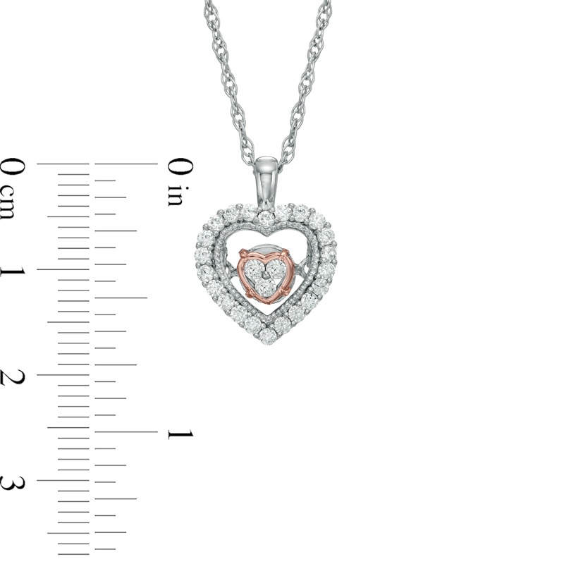 Main Image 2 of Previously Owned - 1/6 CT. T.W. Diamond Heart Pendant in 10K Two-Tone Gold