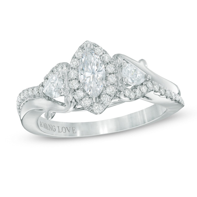 Main Image 1 of Previously Owned - Vera Wang Love Collection 3/4 CT. T.W. Marquise Diamond Engagement Ring in 14K White Gold