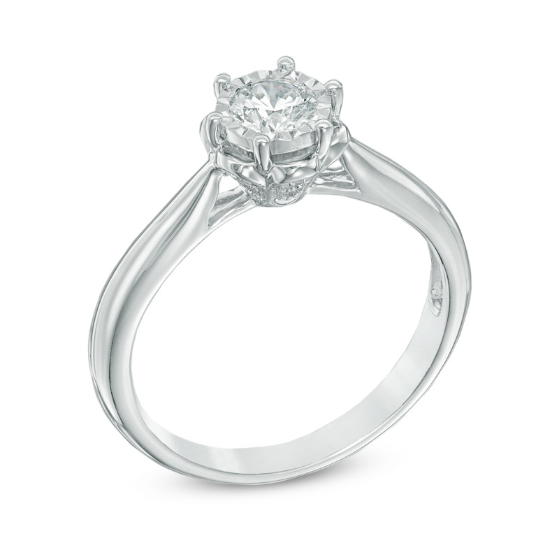 Previously Owned - 1/2 CT. T.W. Diamond Flower Engagement Ring in 10K White Gold
