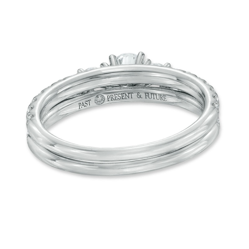 Main Image 3 of Previously Owned - 1 CT. T.W. Diamond Past Present Future® Bridal Set in 14K White Gold
