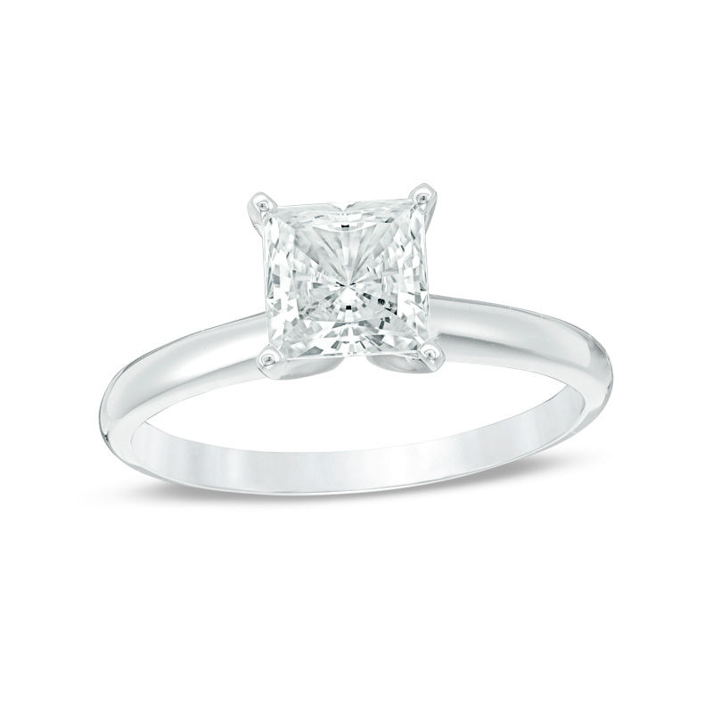 Main Image 1 of Previously Owned - 1 CT. Princess-Cut Diamond Solitaire Engagement Ring in 14K White Gold