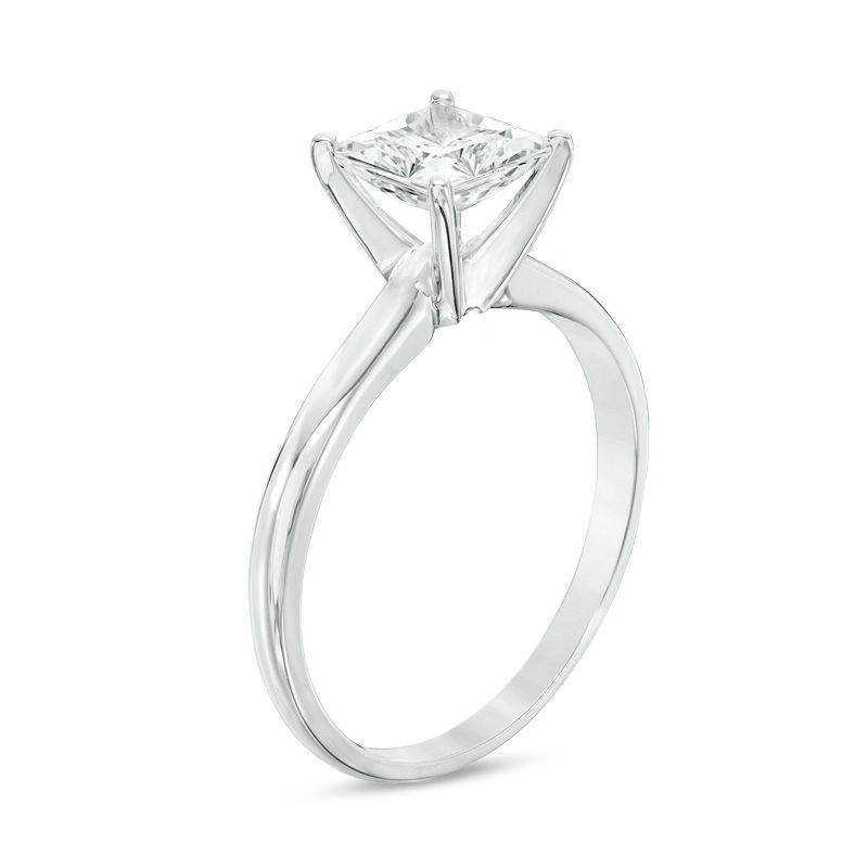 Main Image 2 of Previously Owned - 1 CT. Princess-Cut Diamond Solitaire Engagement Ring in 14K White Gold
